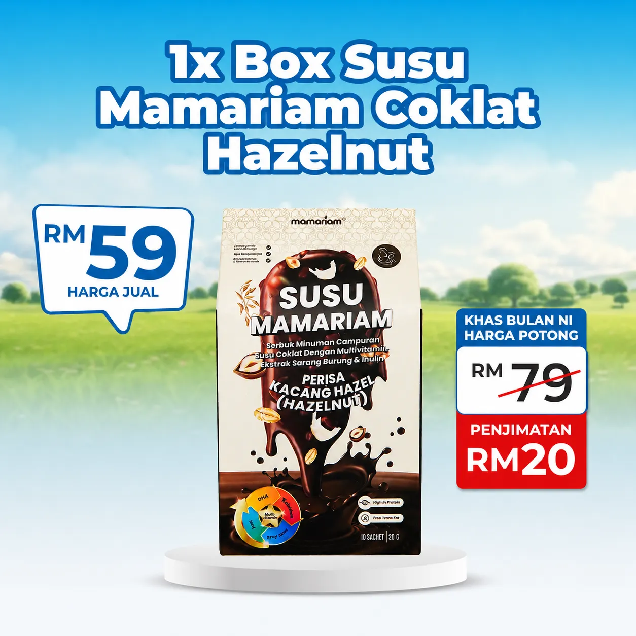 1 KOTAK SUSU MAMARIAM HAZELNUT