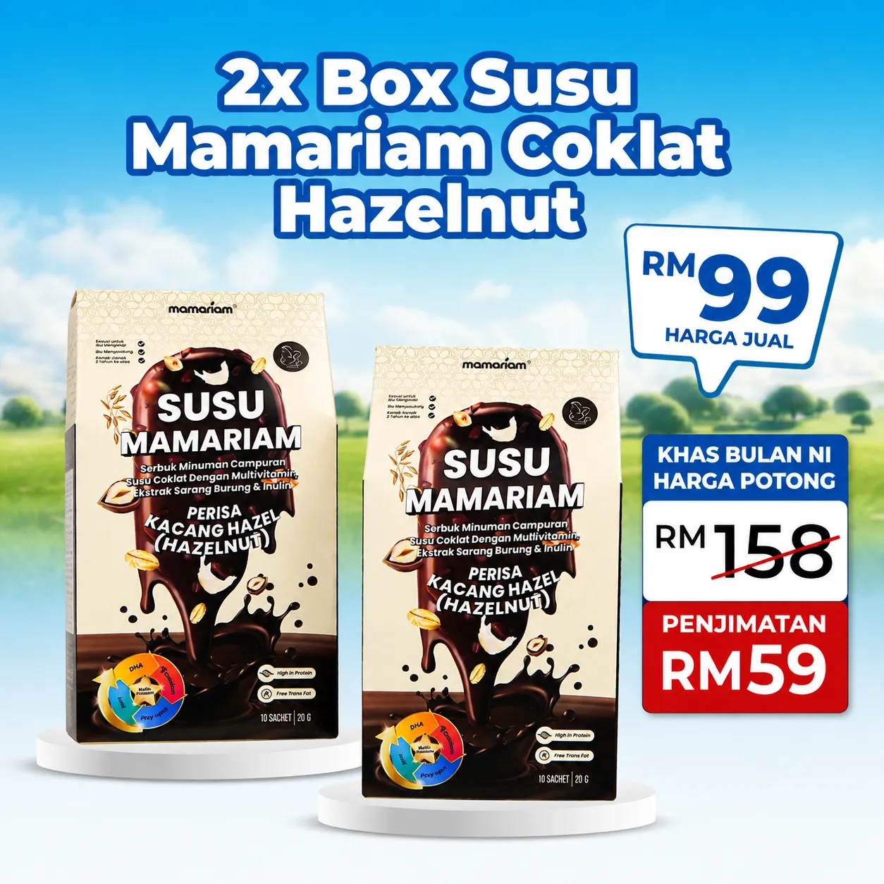 2 KOTAK SUSU MAMARIAM HAZELNUT